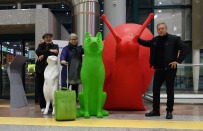 Sandford&Gosti with Michael Power - sculptures by Cracking Art - Fiumicino airport